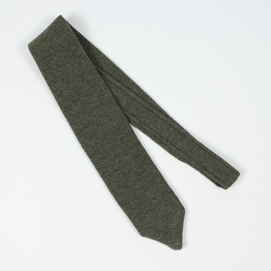 Forest green wool & cashmere pointed knit tie