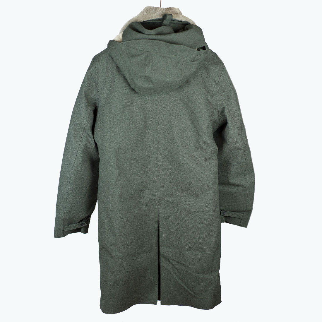 Army Green Hopsack Moscow raincoat with shearling collar and Arctic padded liner