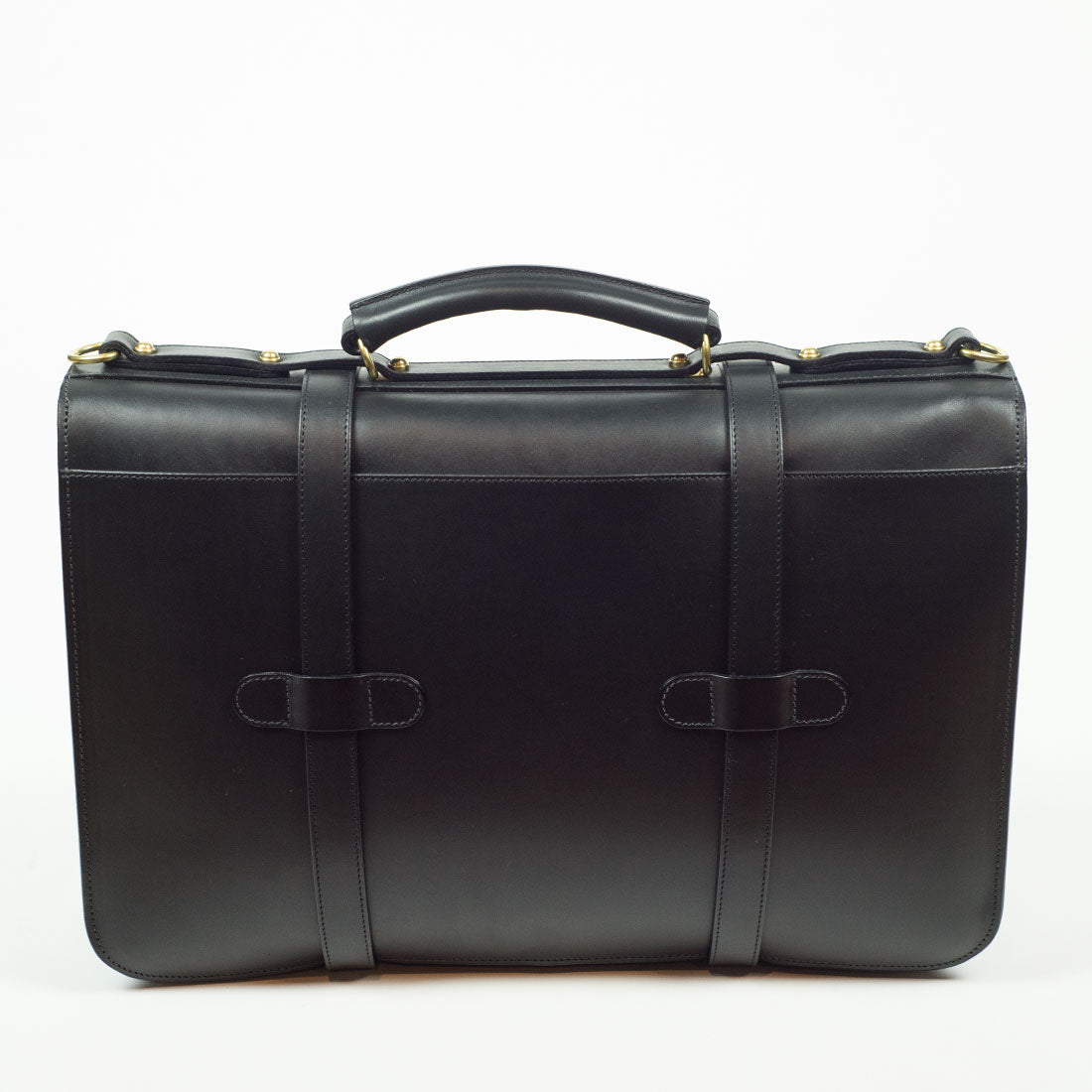 English Briefcase in Black harness belting leather