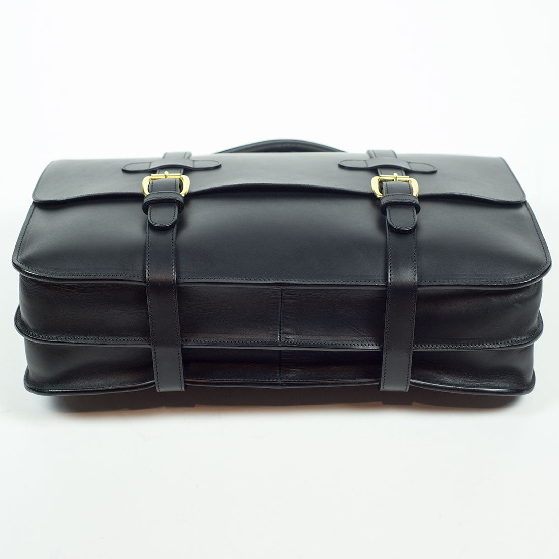 English Briefcase in Black harness belting leather