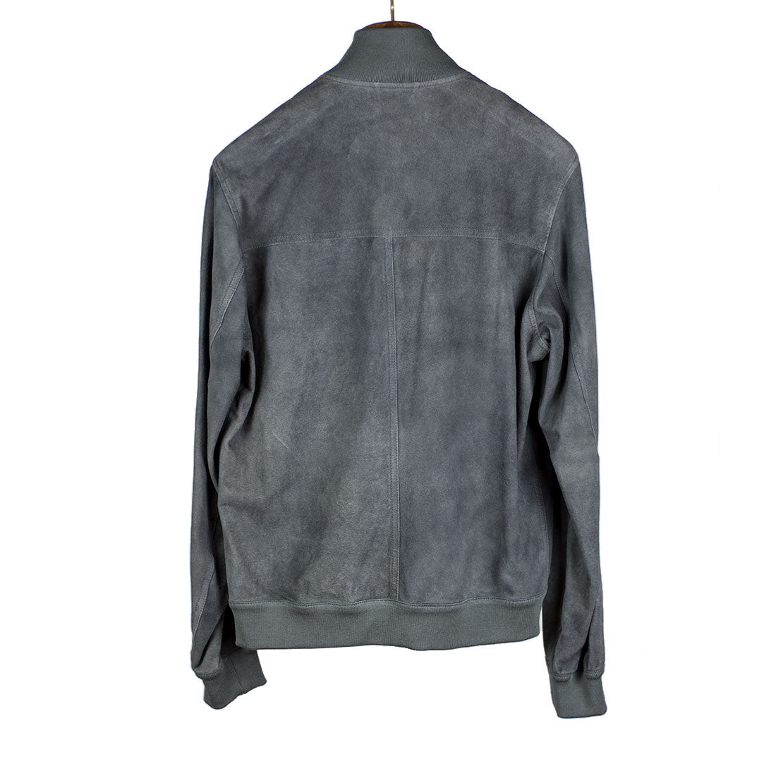 Grey washed suede Valstarino bomber jacket, unlined