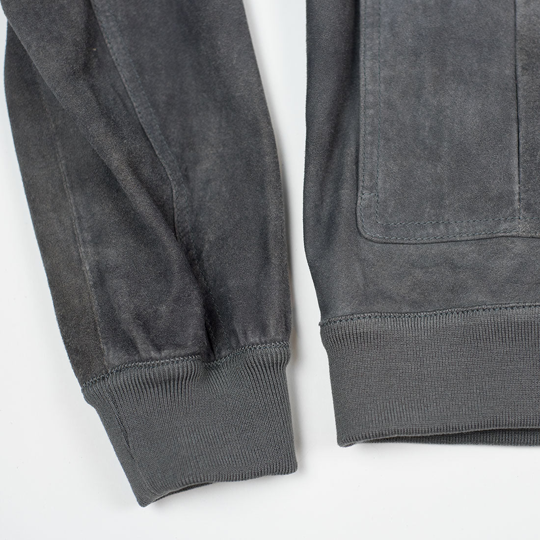 Grey washed suede Valstarino bomber jacket, unlined