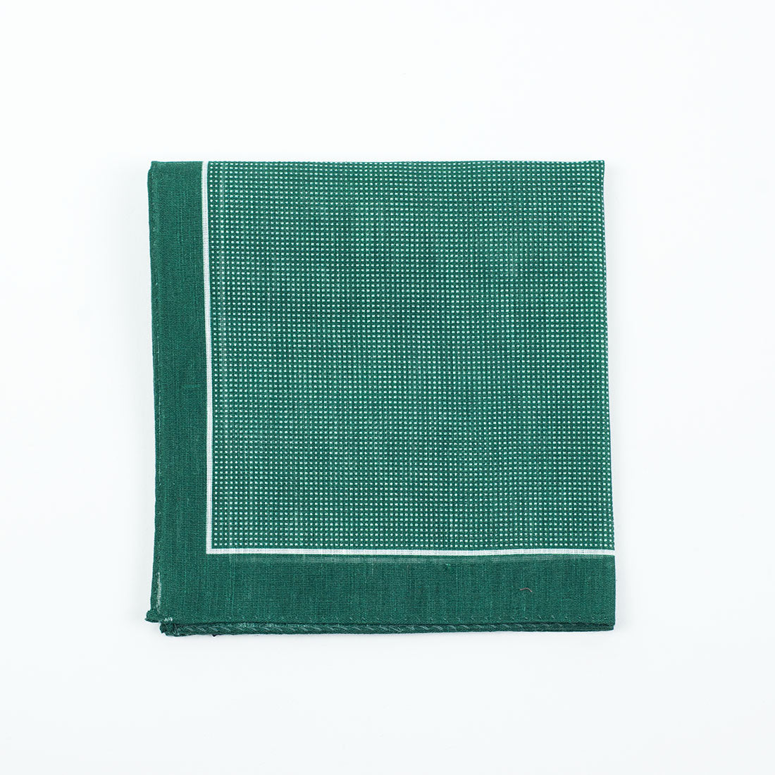 Green linen pindot printed pocket square