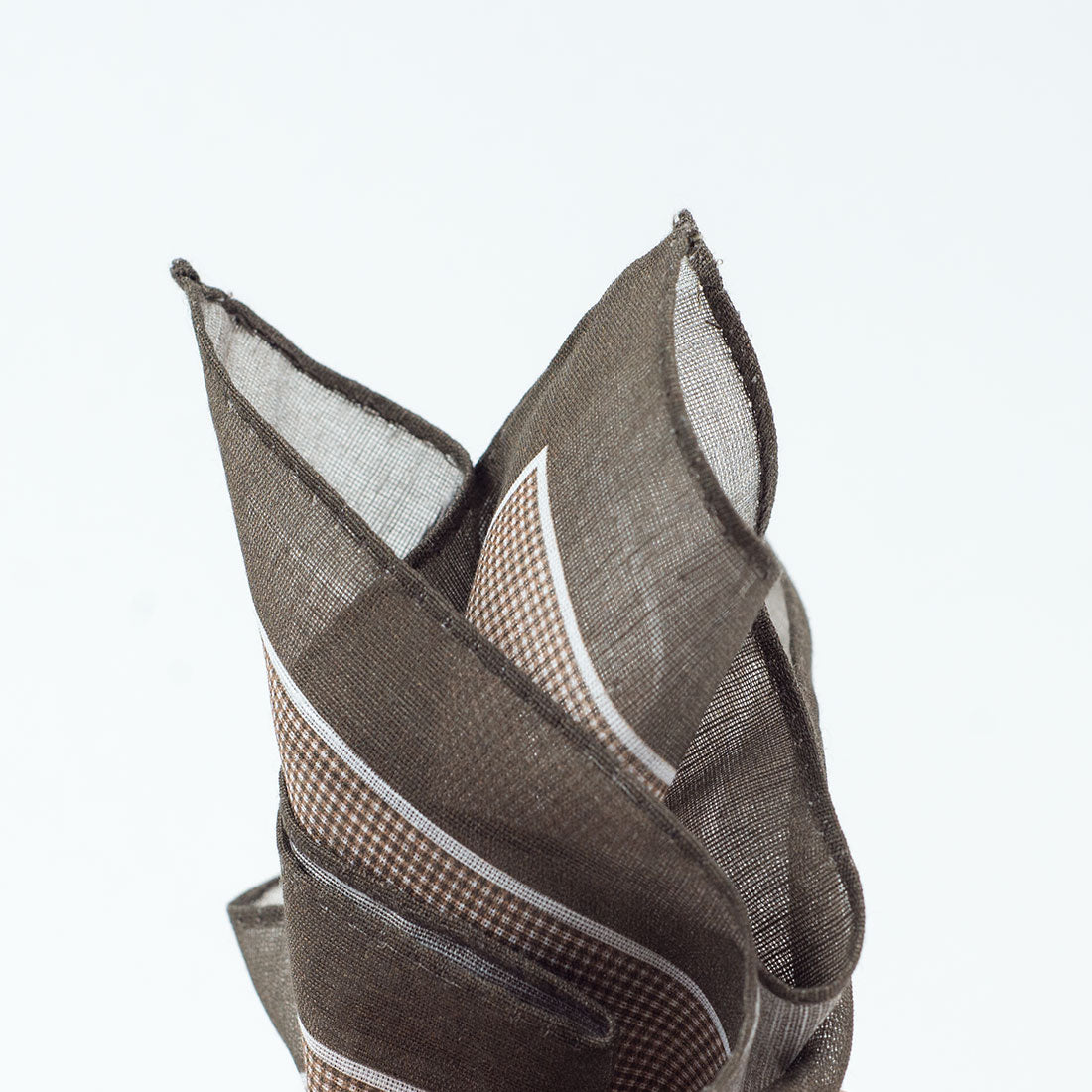 Brown linen pindot printed pocket square