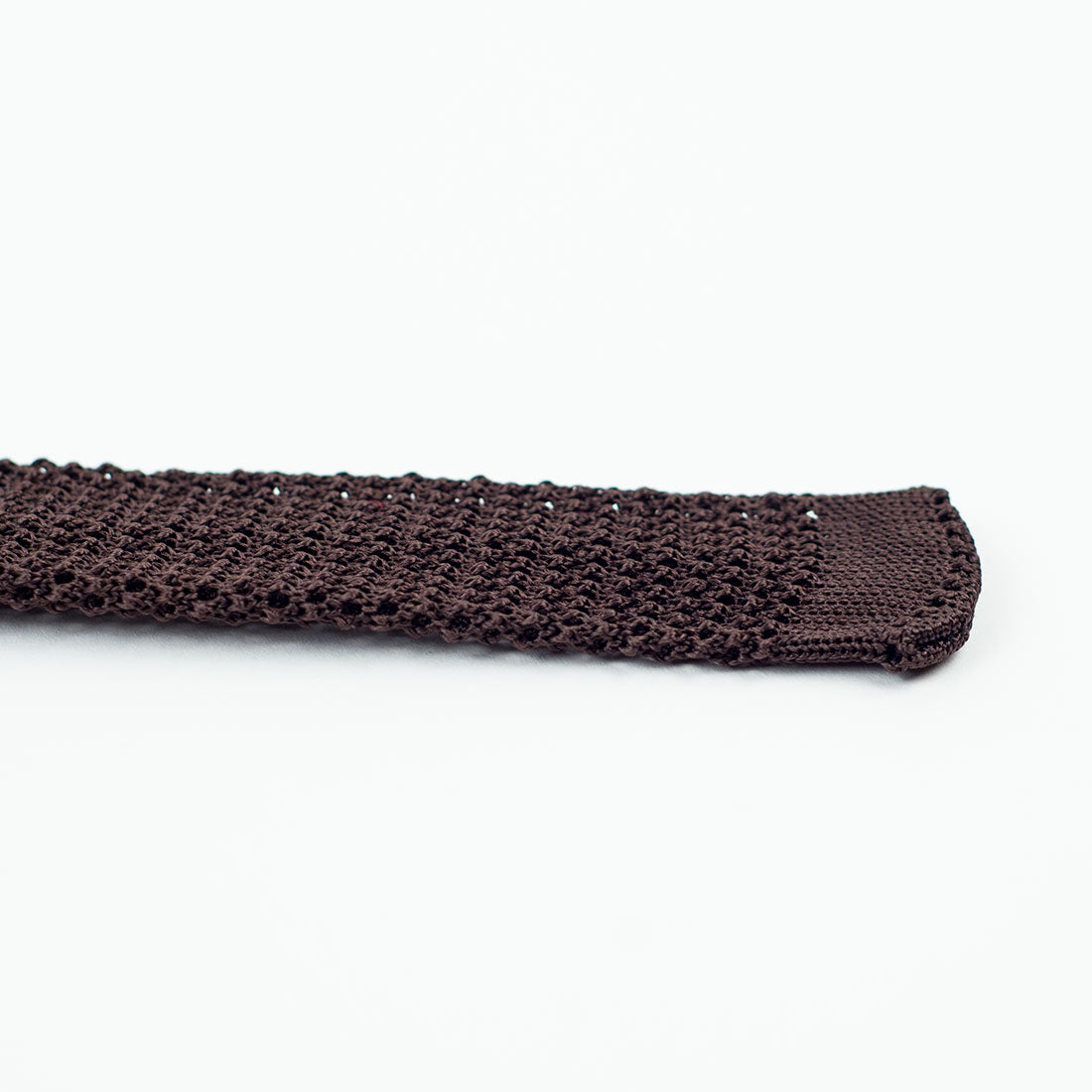 Chocolate brown square bottom silk knit tie