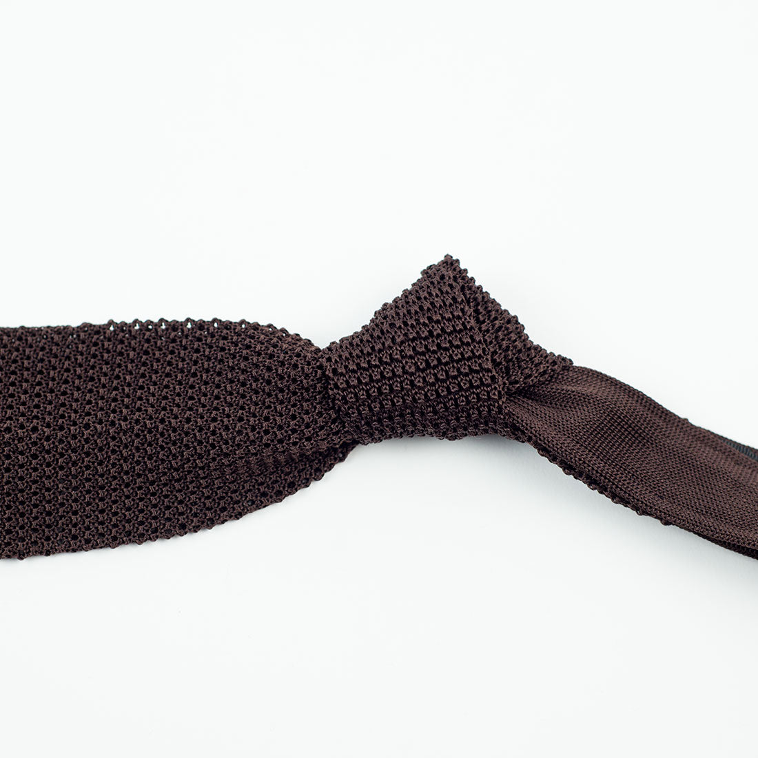 Chocolate brown square bottom silk knit tie