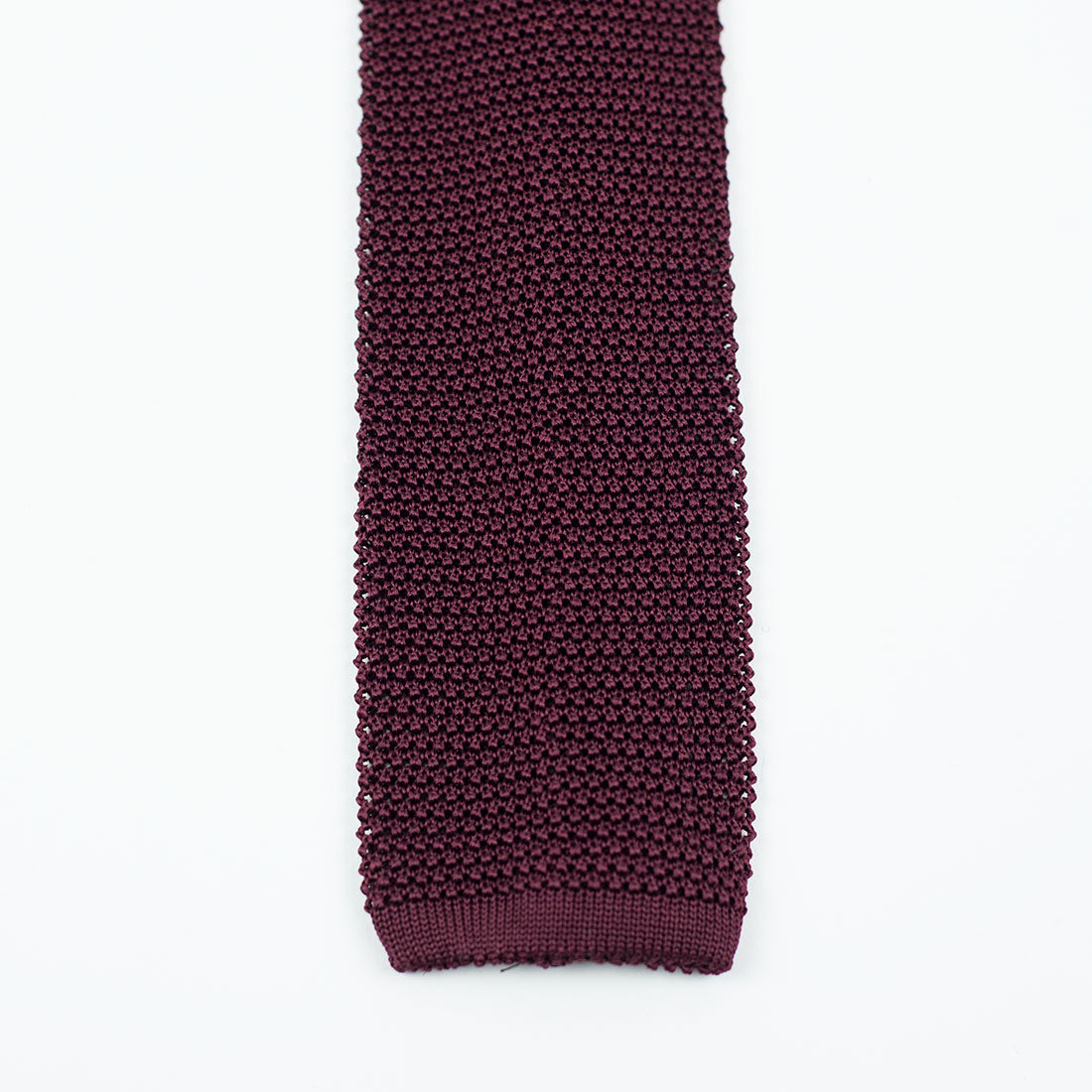 Burgundy square bottom silk knit tie