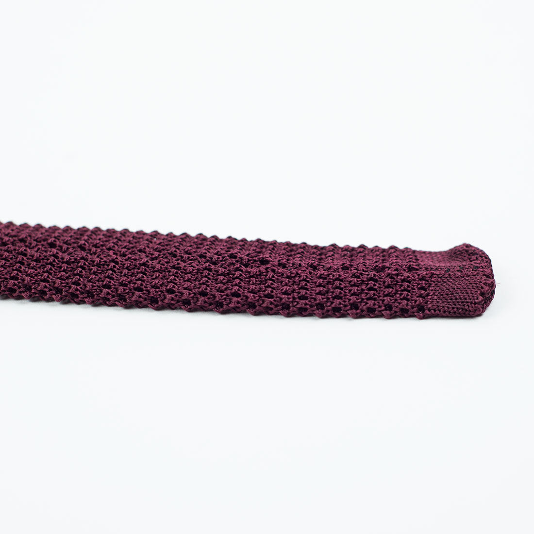 Burgundy square bottom silk knit tie