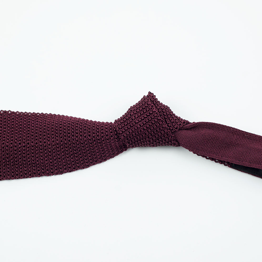 Burgundy square bottom silk knit tie