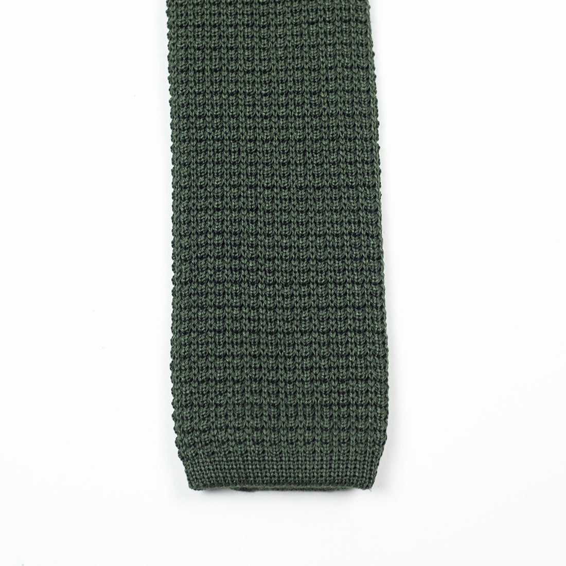 Forest green square bottom cotton knit tie