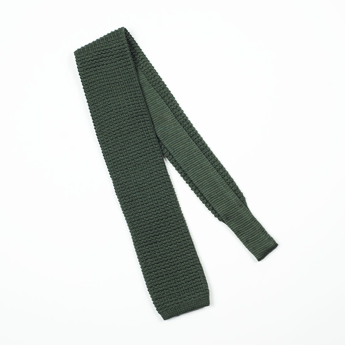 Forest green square bottom cotton knit tie