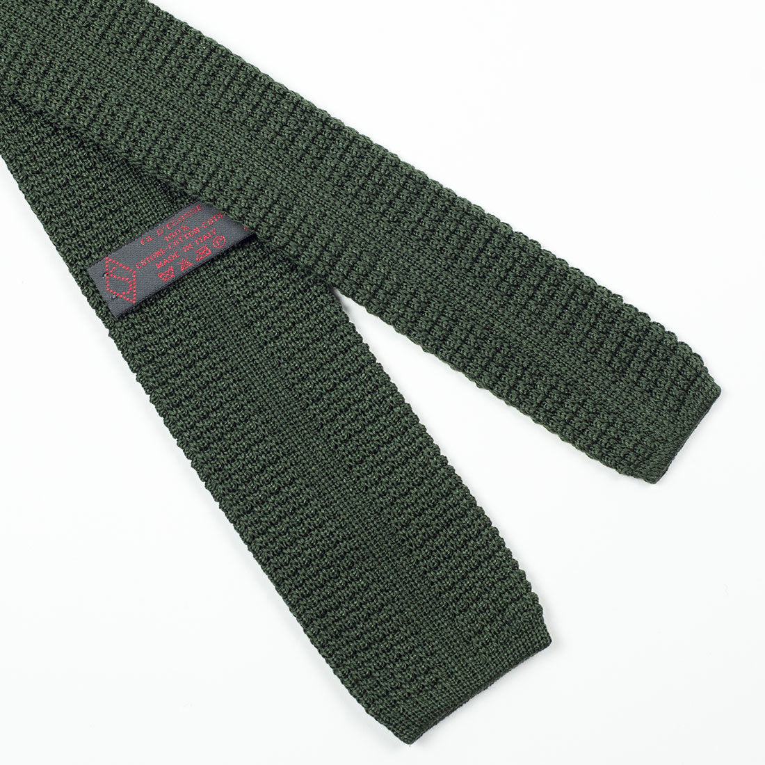 Forest green square bottom cotton knit tie