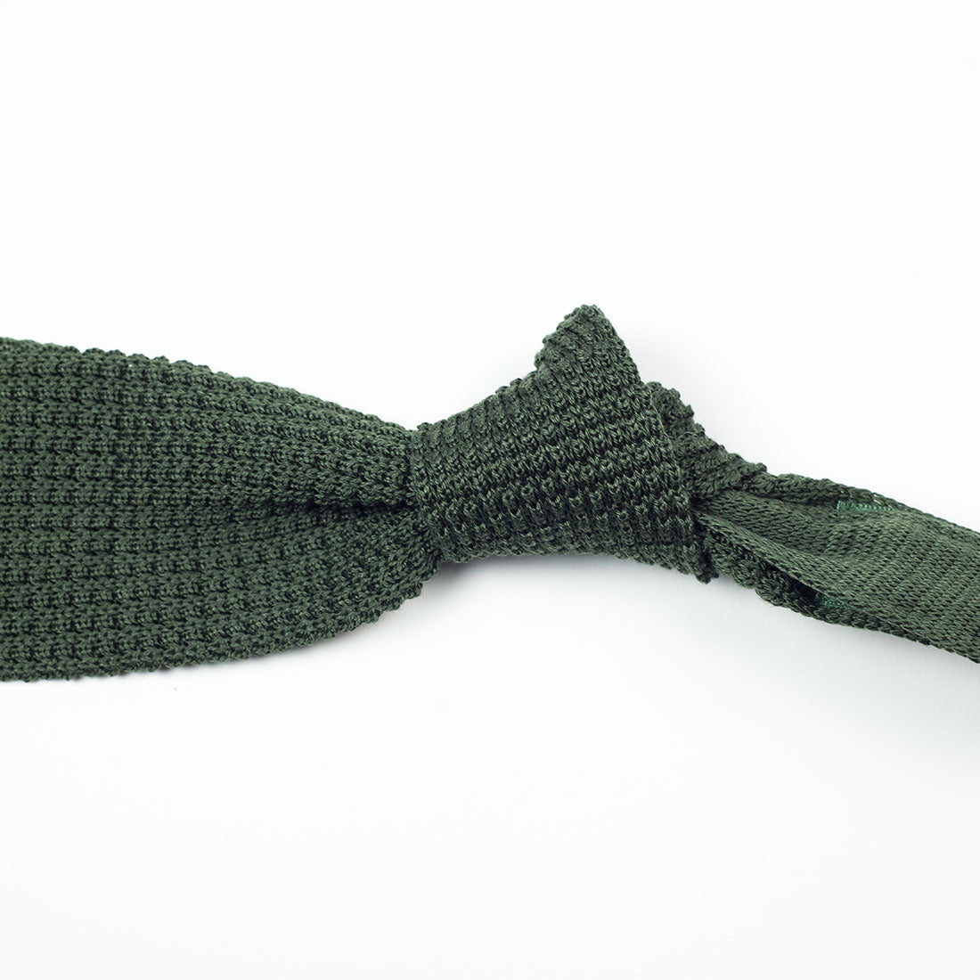 Forest green square bottom cotton knit tie