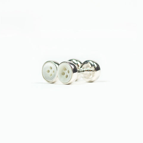 Barbarulo Small Sterling Silver Rhodium Buttons Cufflinks - The