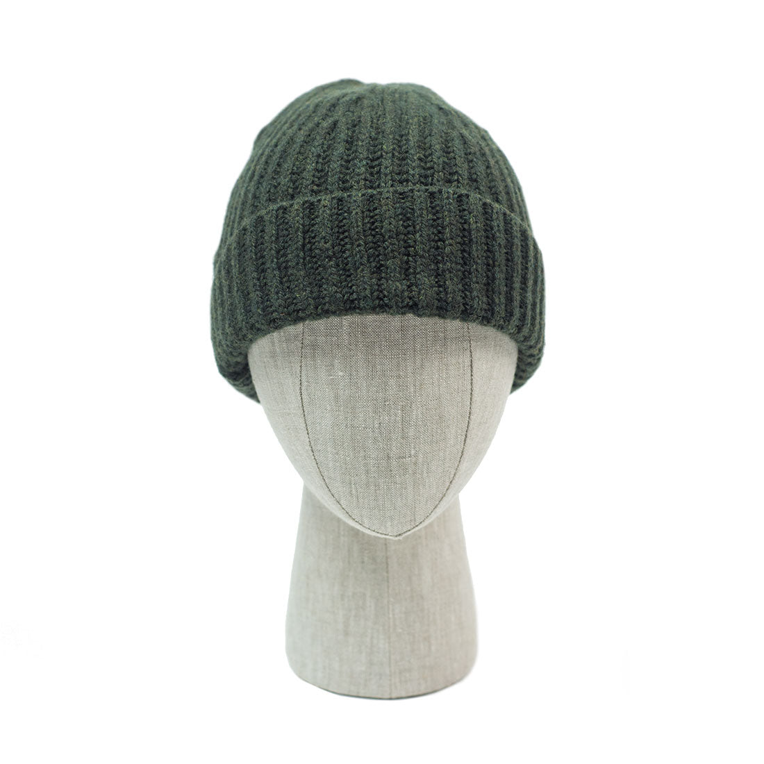 Alpine green classic ribbed fisherman merino wool hat (restock)