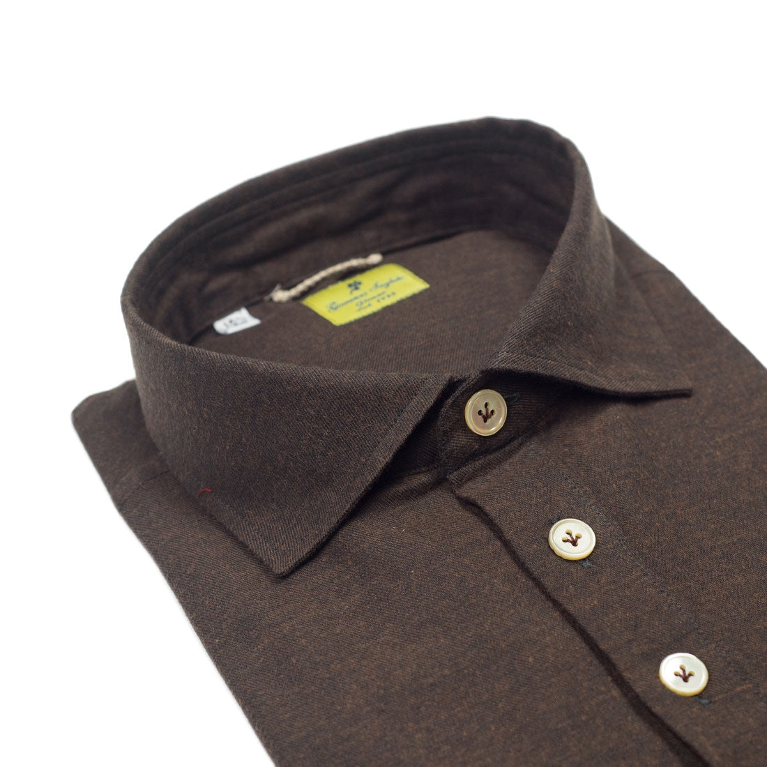 Brown melange flannel polo shirt, soft collar