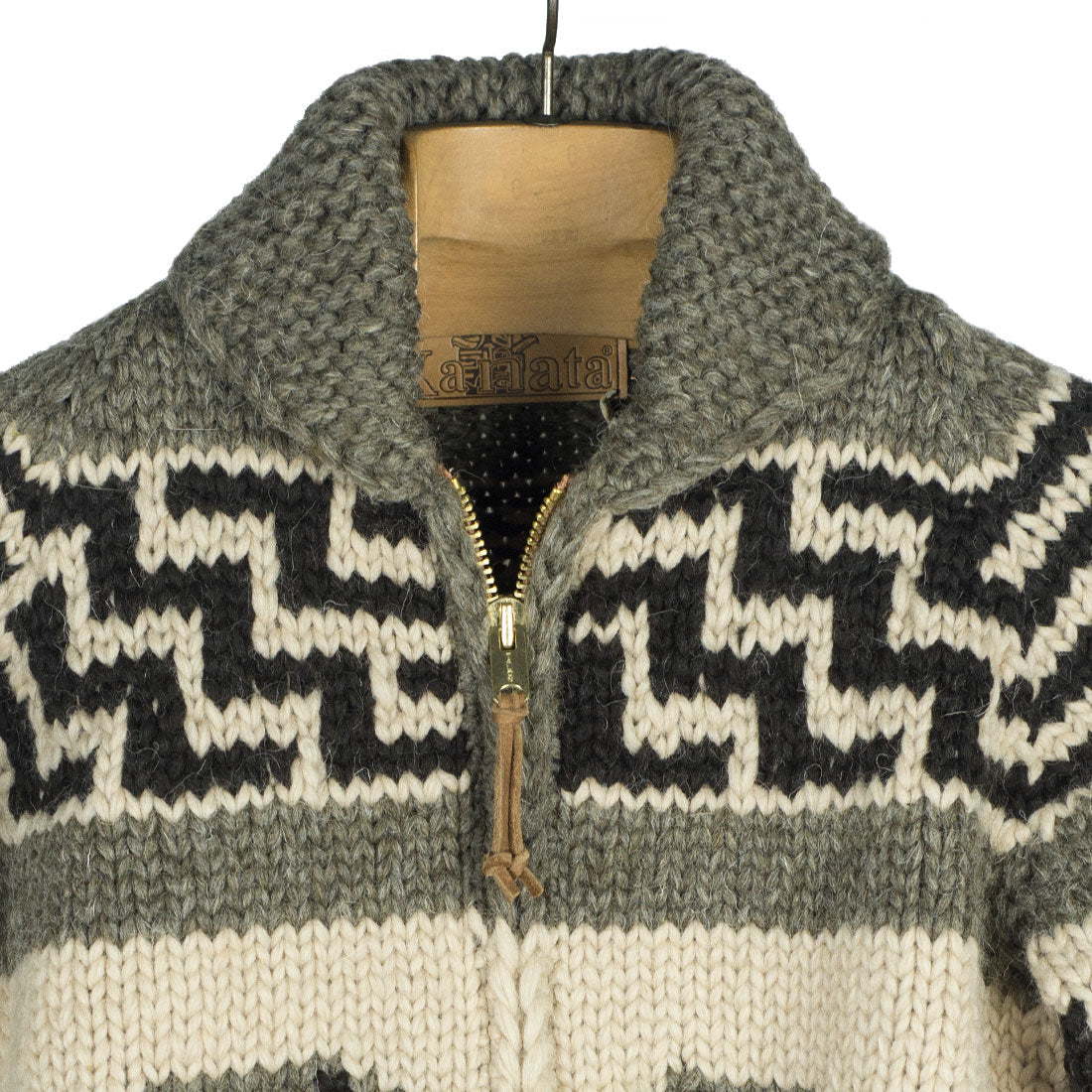 Bison hand-knit Cowichan cardigan, 6-ply wool (restock)