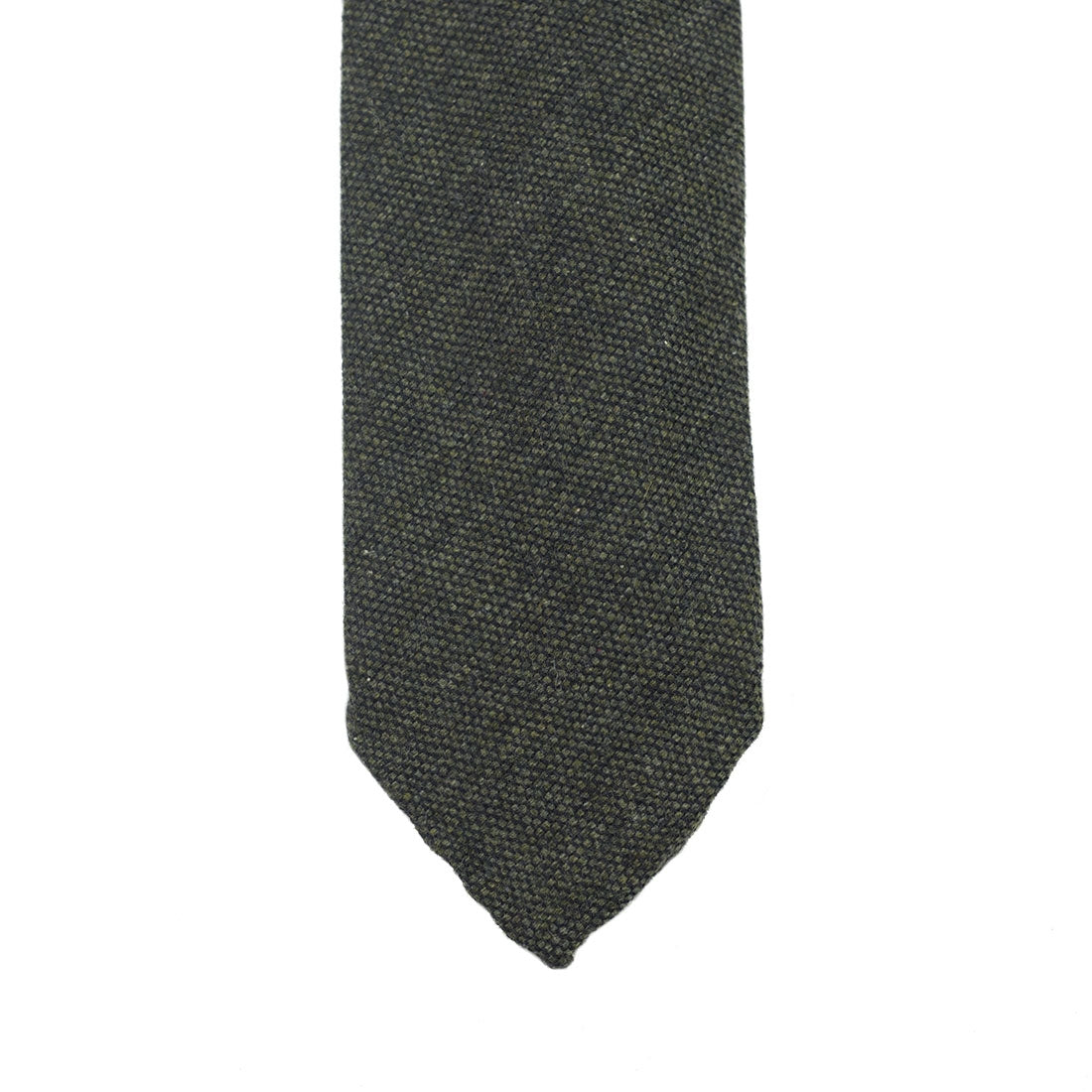 Forest green birdseye pure cashmere tie, hand-rolled