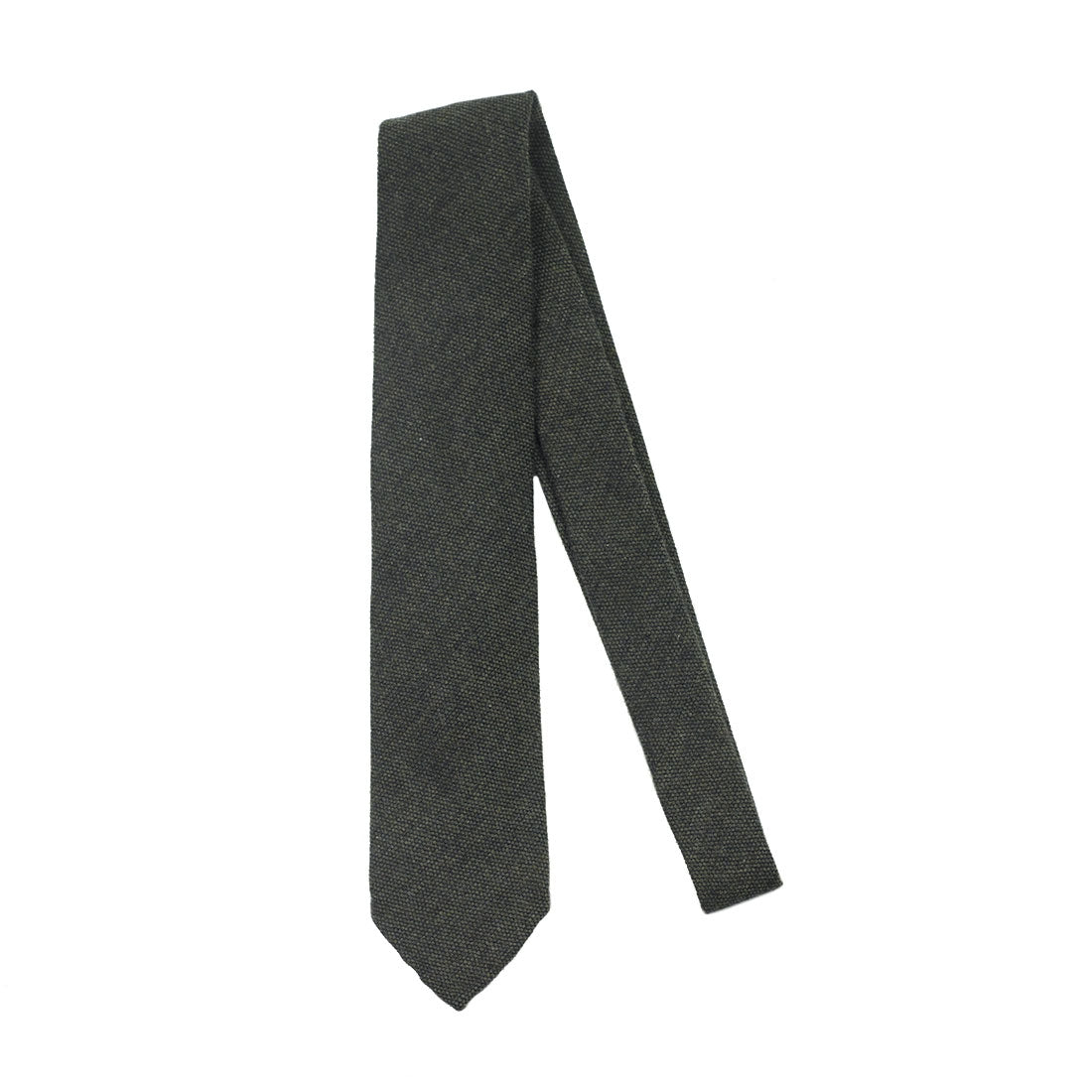 Forest green birdseye pure cashmere tie, hand-rolled