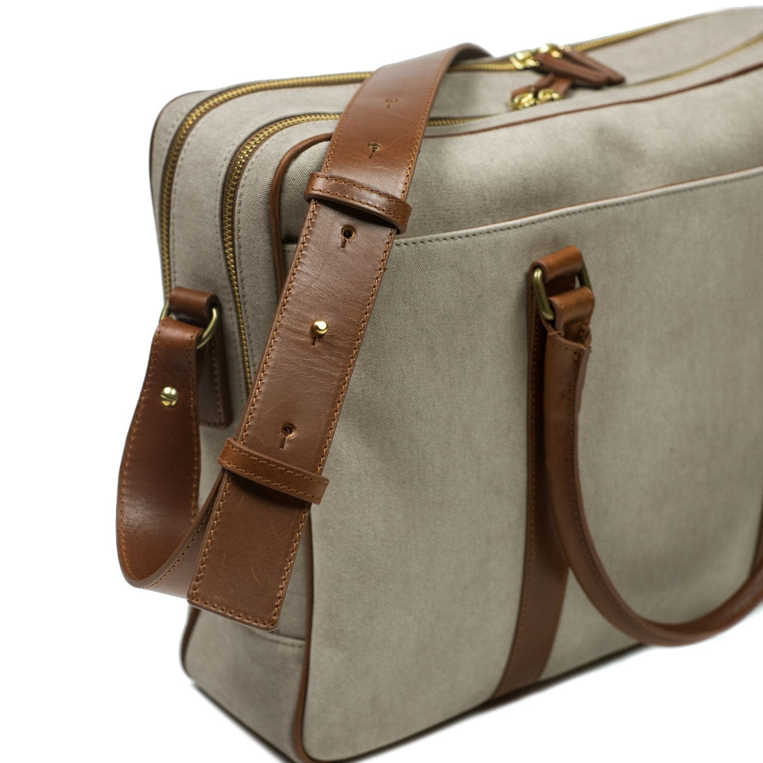 Fat Carter 2 briefcase, Cement canvas and Sol brown leather