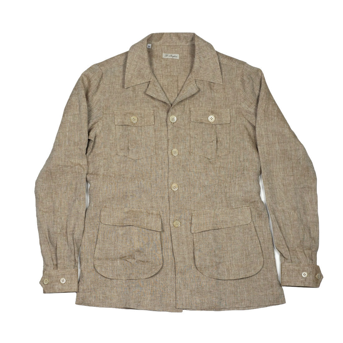 Exclusive Sahariana shirt jacket in oatmeal linen