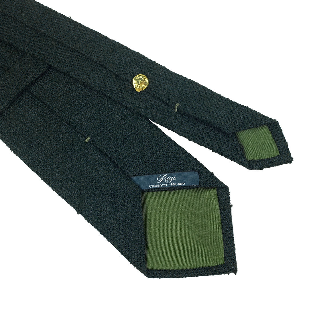 Bottle green shantung silk woven tie