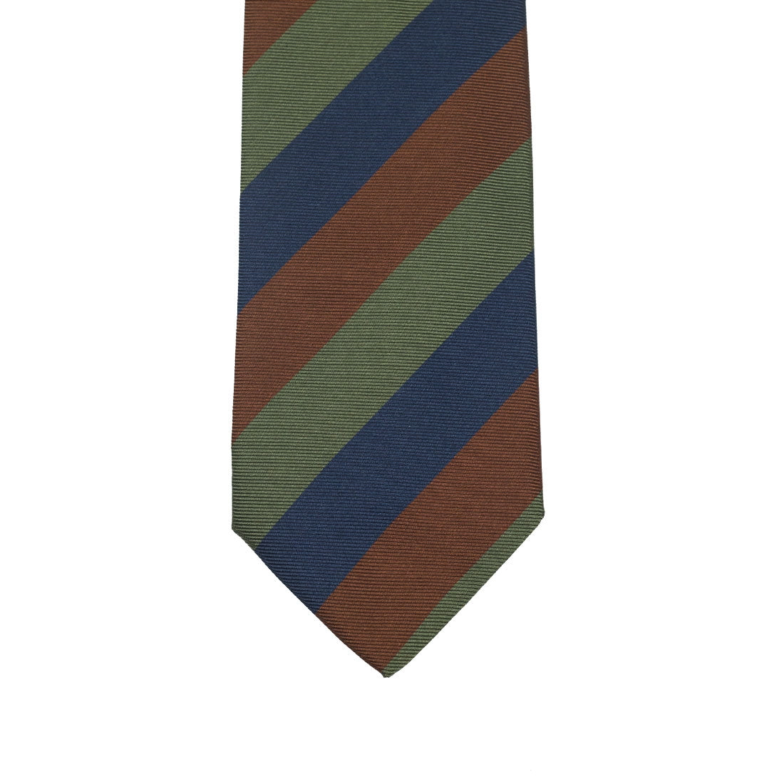 Copper, navy & olive block stripe 36oz silk tie