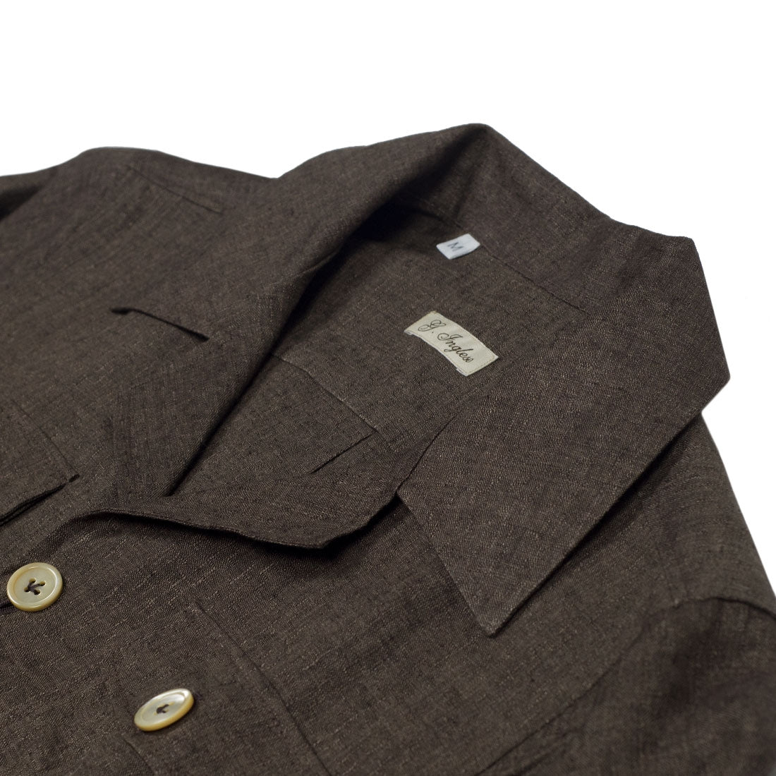 Exclusive Sahariana shirt jacket in brown linen