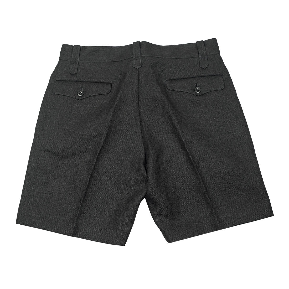 Grey flat front shorts in heavyweight hemp canvas