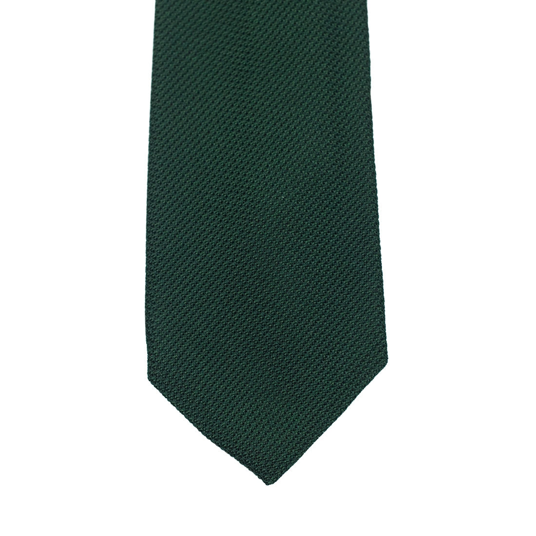 Dark green self-tipped silk woven grenadine tie