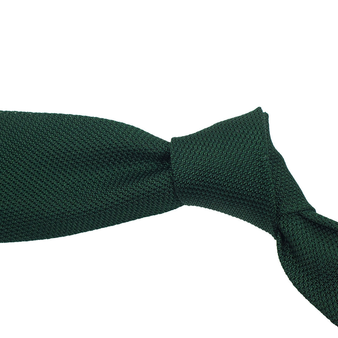 Dark green self-tipped silk woven grenadine tie