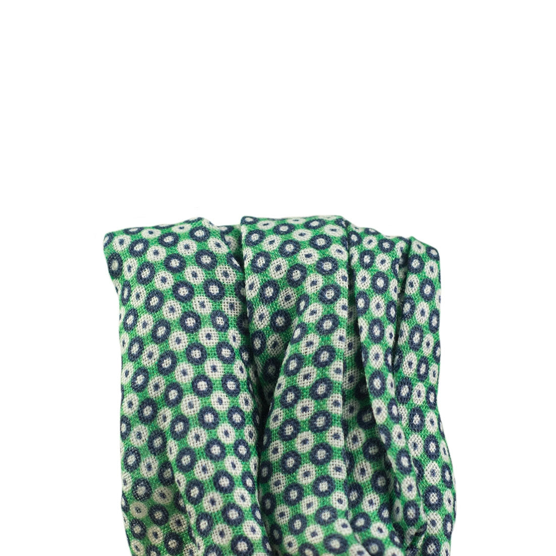 Green and blue linen pocket square, small neat print