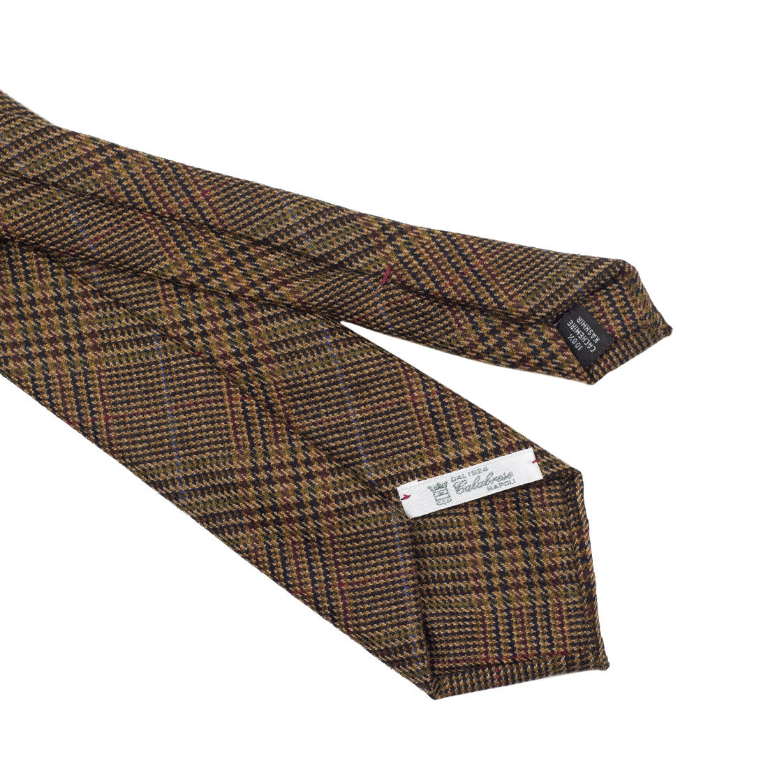 Glenplaid pure cashmere tie, brown, navy & wine