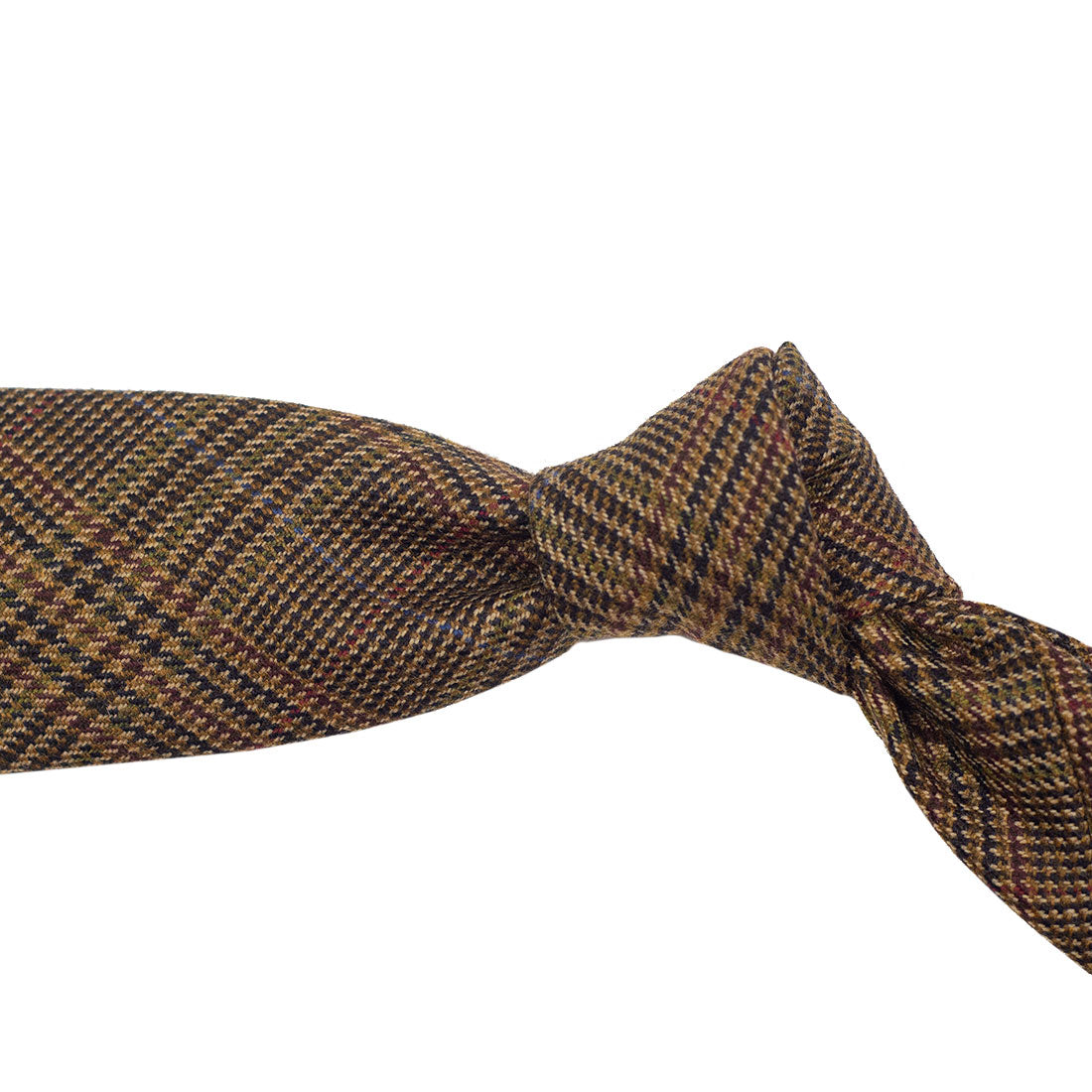 Glenplaid pure cashmere tie, brown, navy & wine