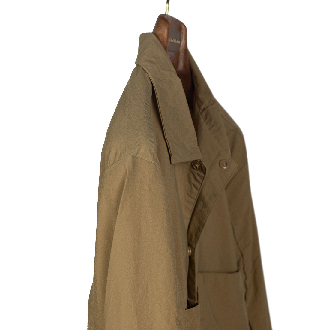 Beige nylon water resistant utility shirt jacket