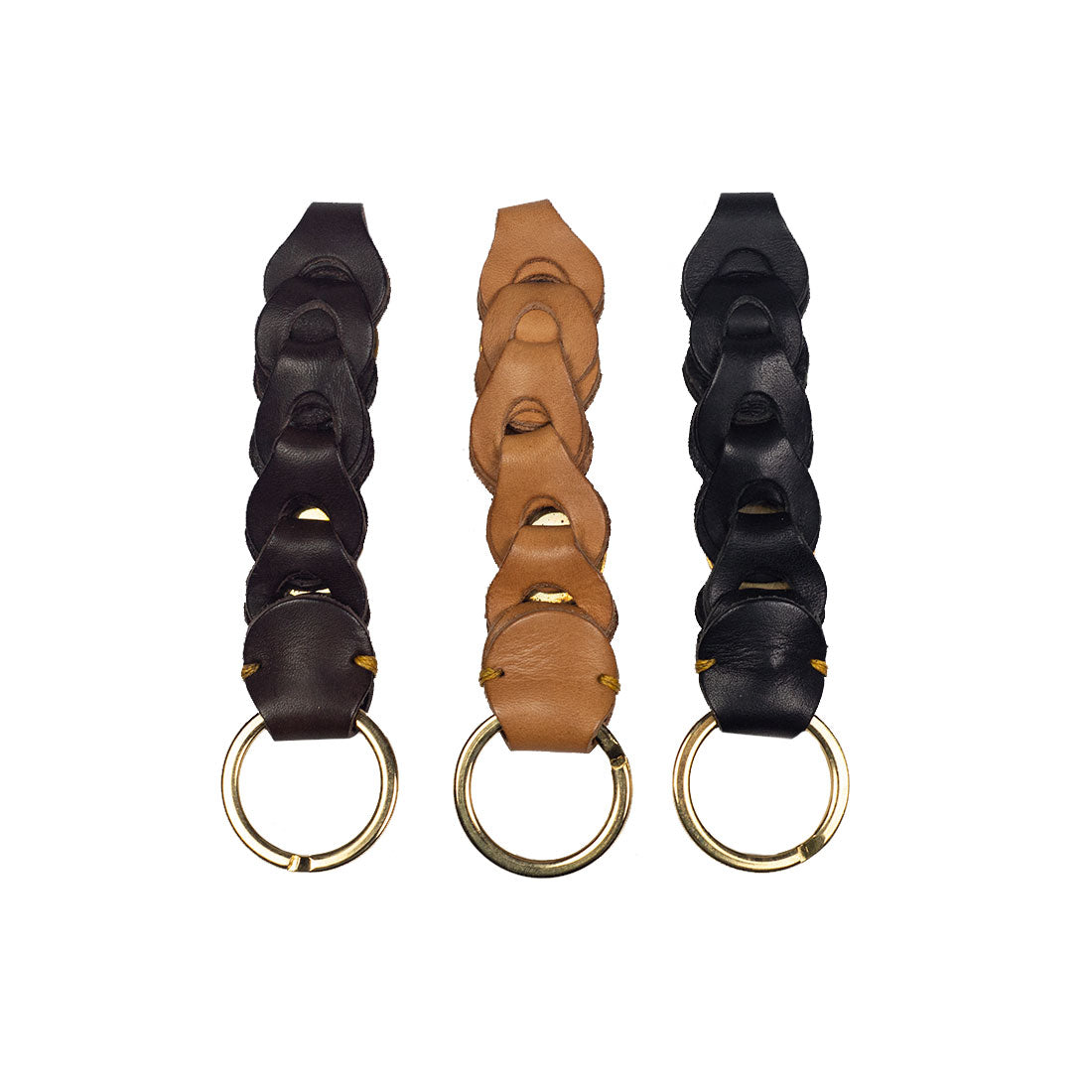 Boho linked leather keyholder, Black vachetta