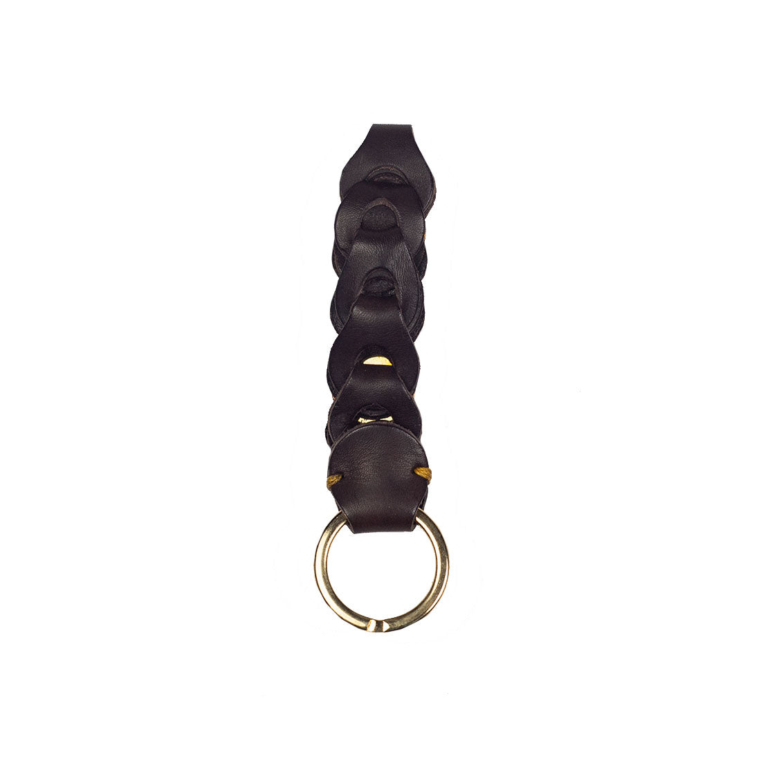 Boho linked leather keyholder, Brown vachetta