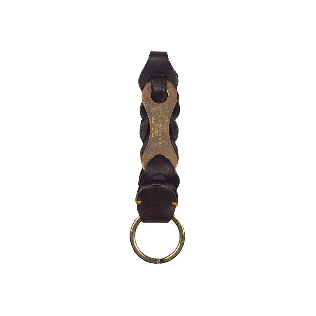 Boho linked leather keyholder, Brown vachetta