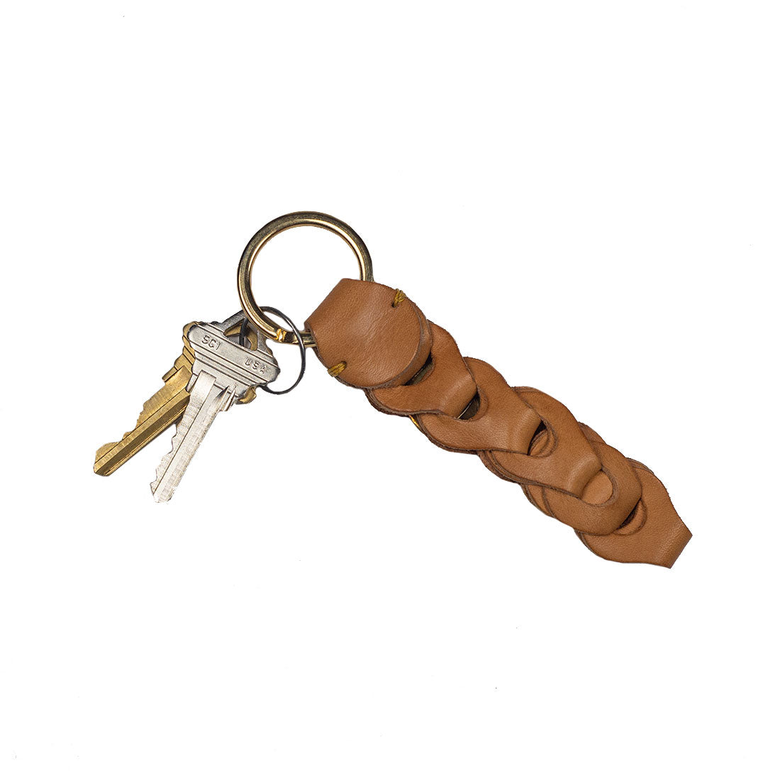 Boho linked leather keyholder, Natural vachetta