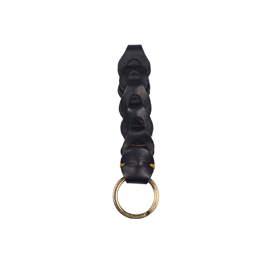 Boho linked leather keyholder, Black vachetta