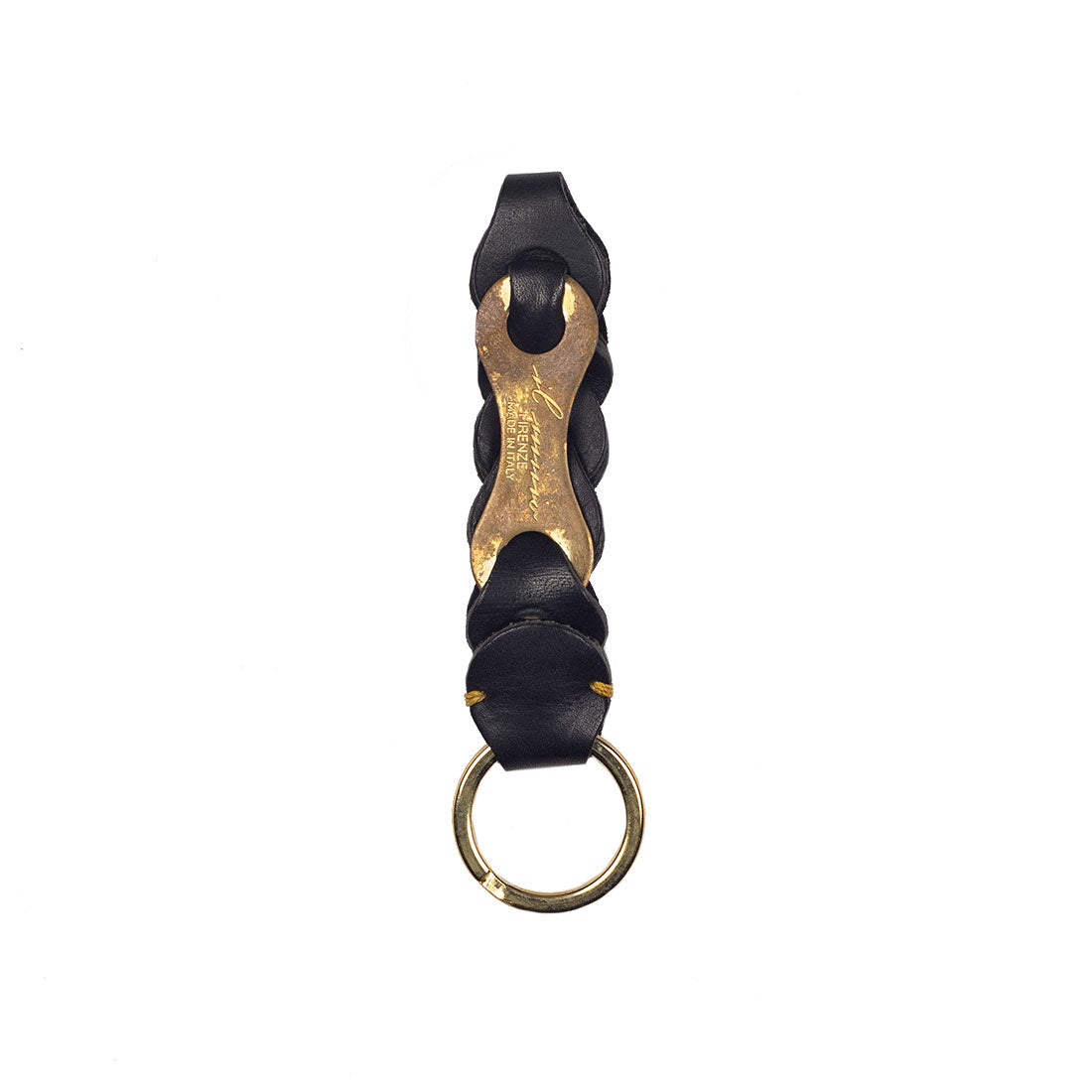 Boho linked leather keyholder, Black vachetta