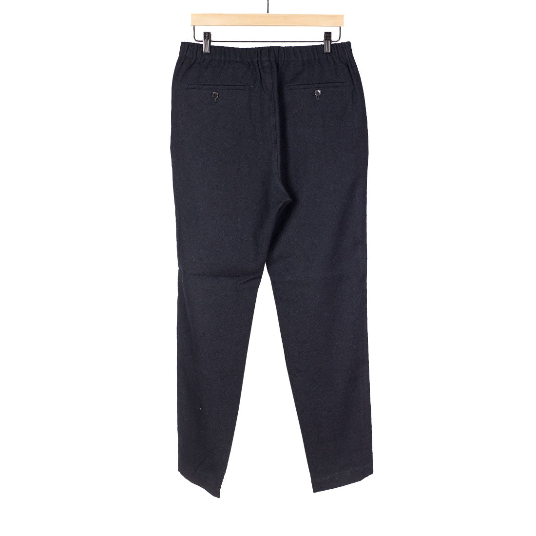 Drawstring easy pants in navy wool linen mix