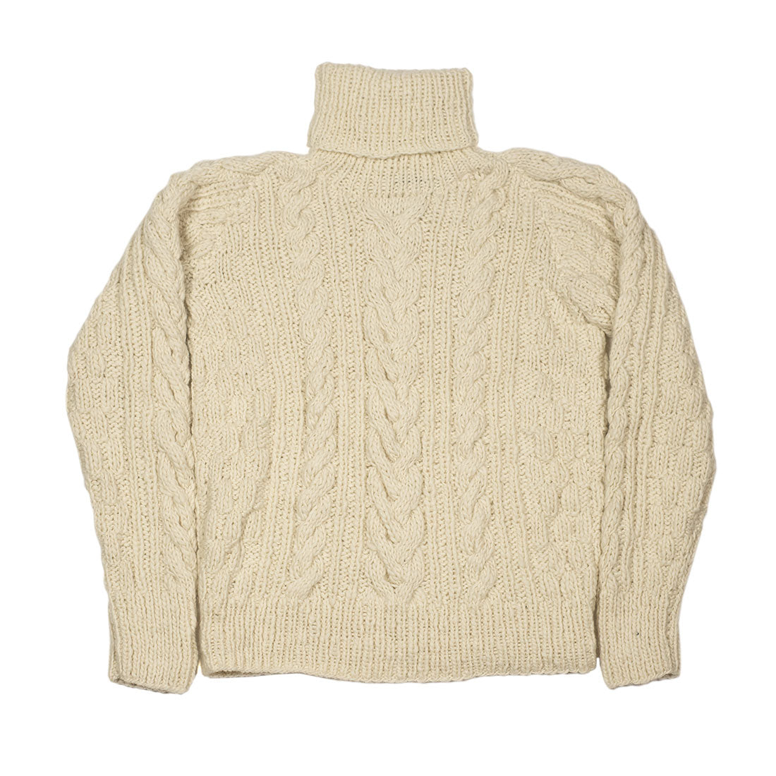 Chamula handknit fisherman turtleneck in ivory merino wool (restock)