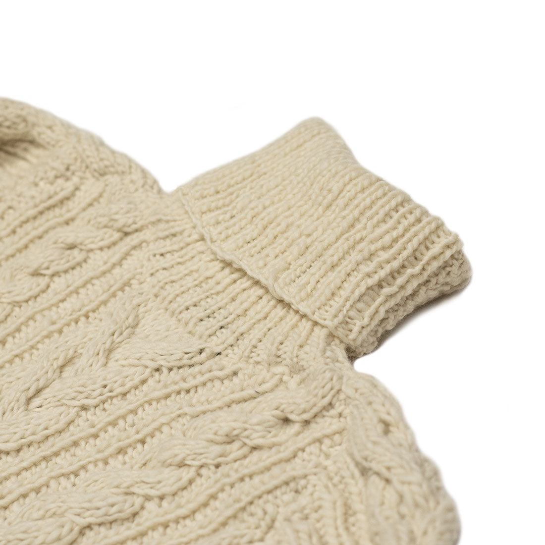 Chamula handknit fisherman turtleneck in ivory Merino wool (restock)