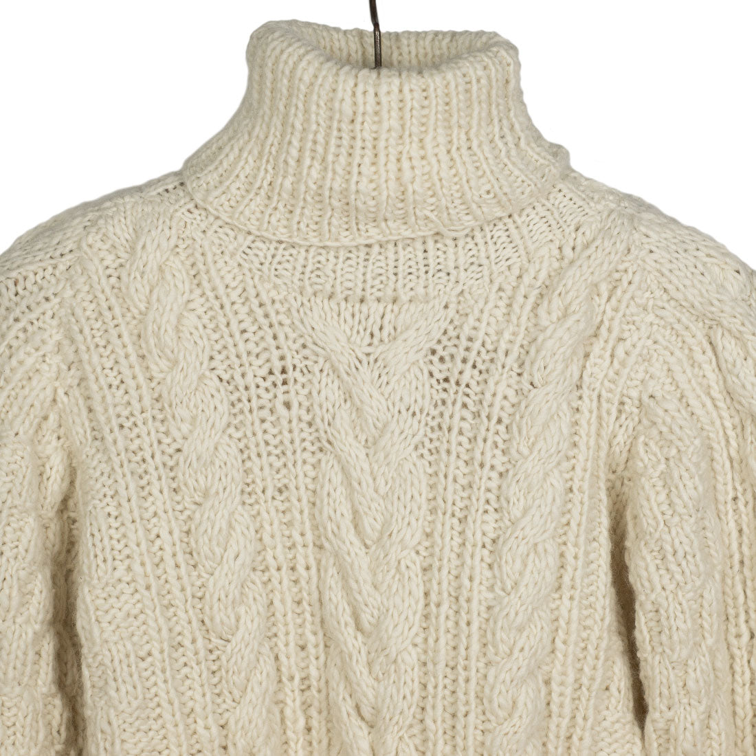 Chamula handknit fisherman turtleneck in ivory merino wool (restock)