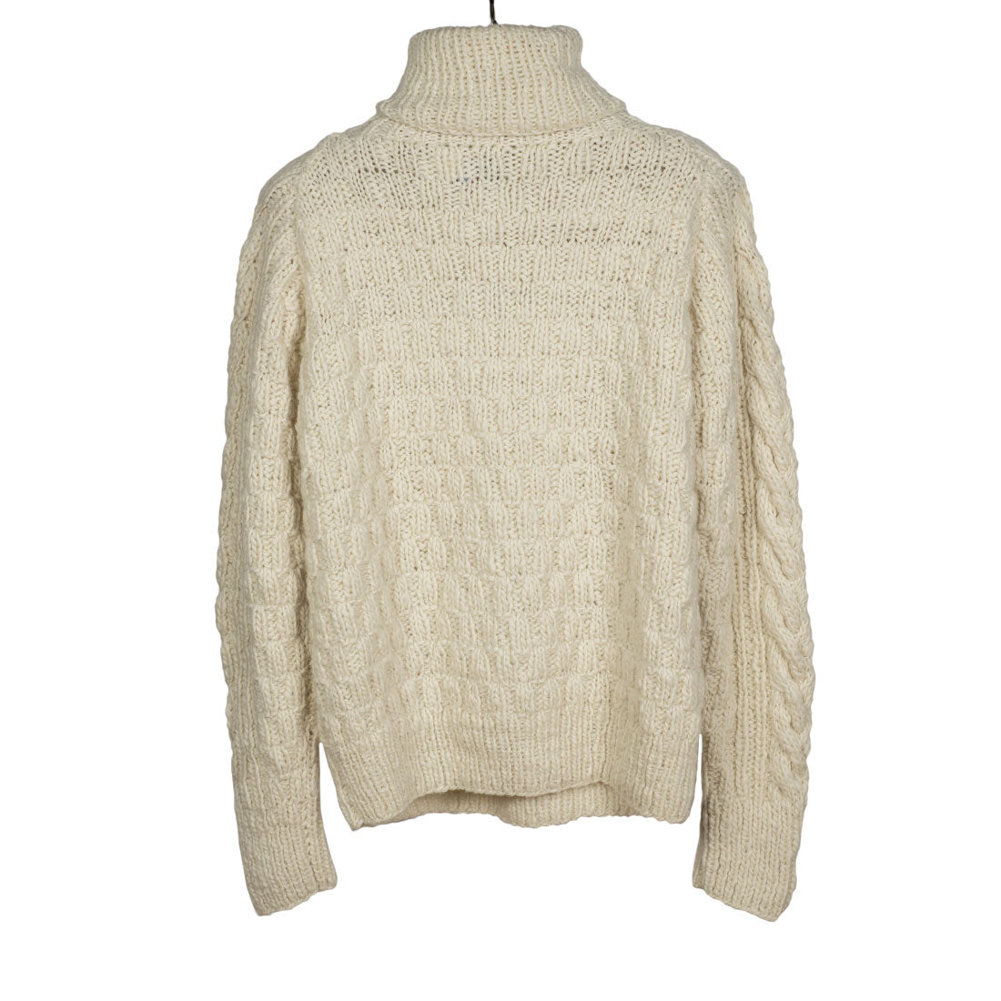 Chamula handknit fisherman turtleneck in ivory merino wool (restock)