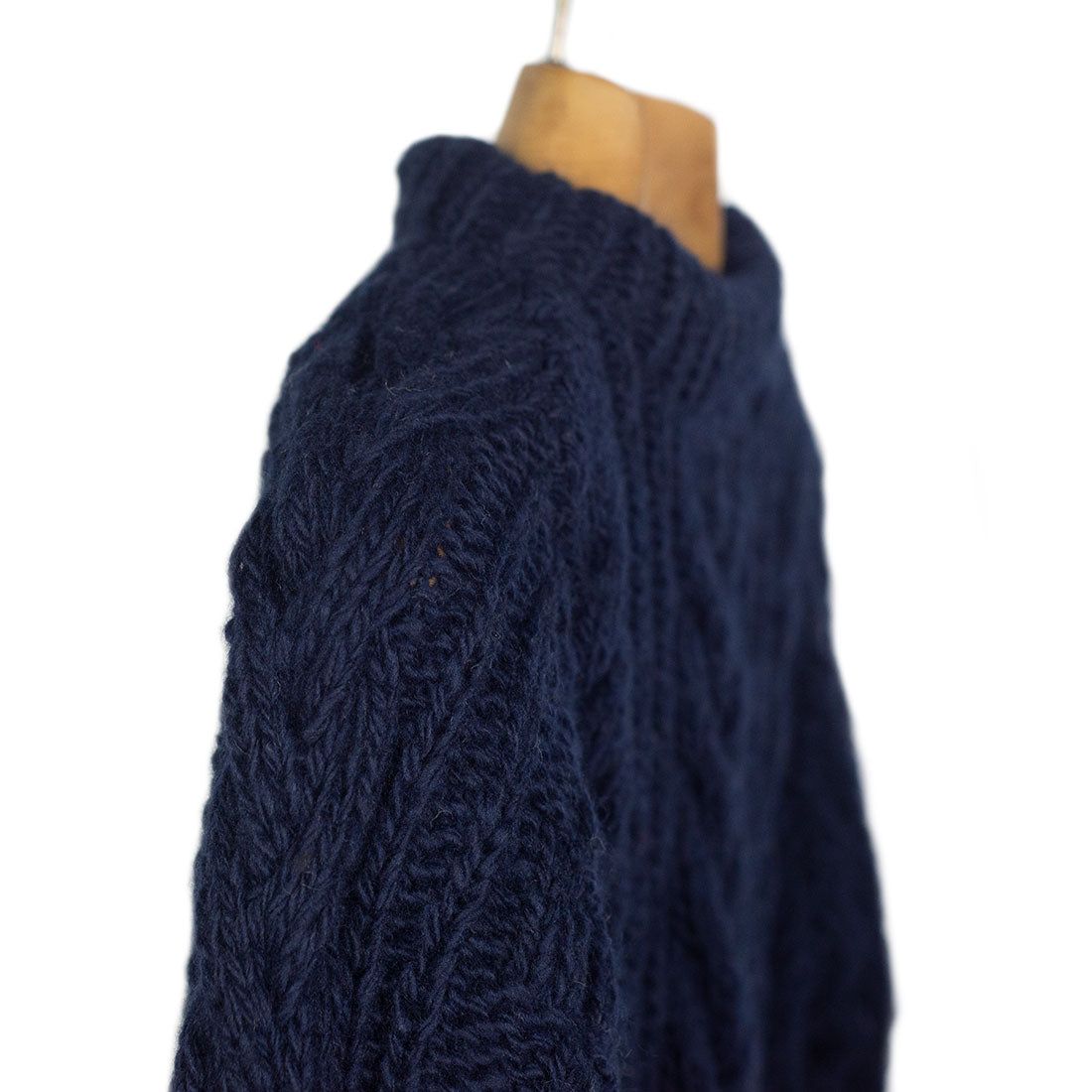 Chamula handknit fisherman pullover in dark navy merino wool (restock)