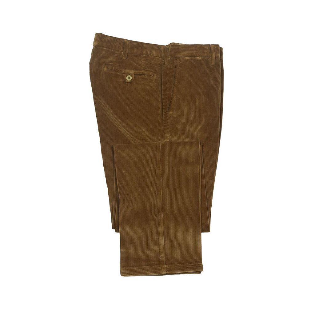 Brown garment-dyed cotton corduroy trousers – No Man Walks Alone