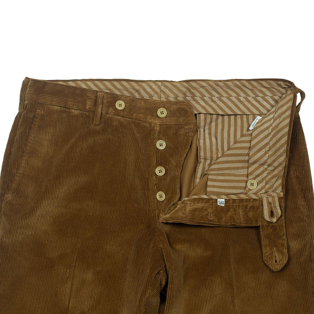 Brown garment-dyed cotton corduroy trousers