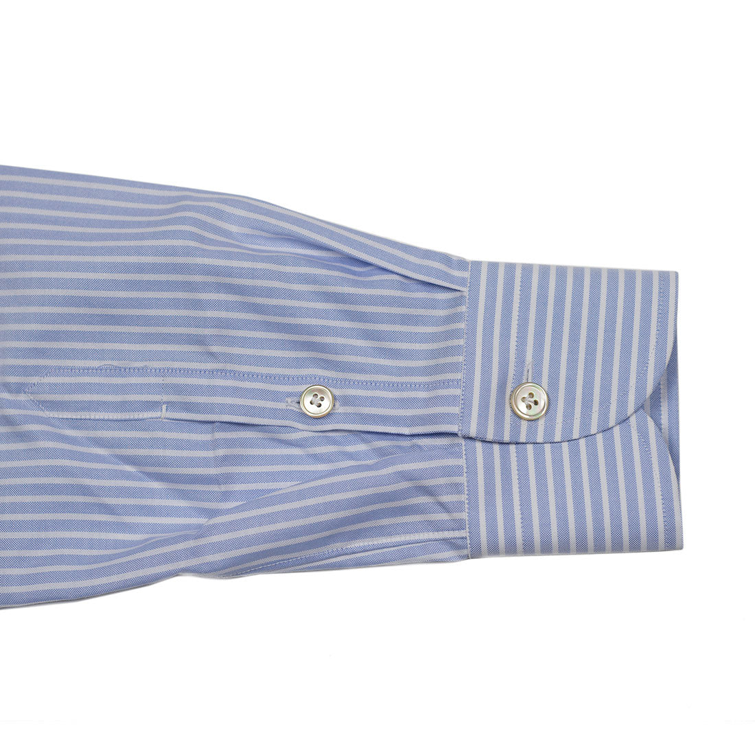 Blue stripe Thomas Mason 140/2 oxford shirt, spread collar (restock)